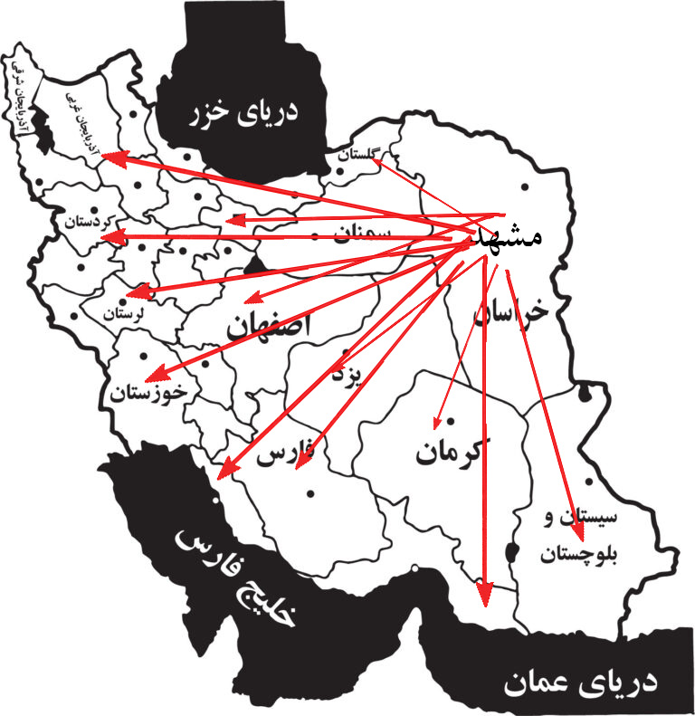 مسیرهای فعال حمل بار از مشهد به سراسر ایران
