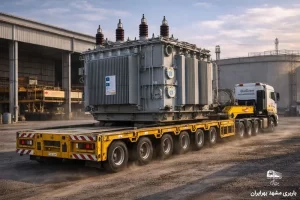 حمل پست برق سنگین با کمرشکن 7 محوره توسط باربری مشهد بهرایران